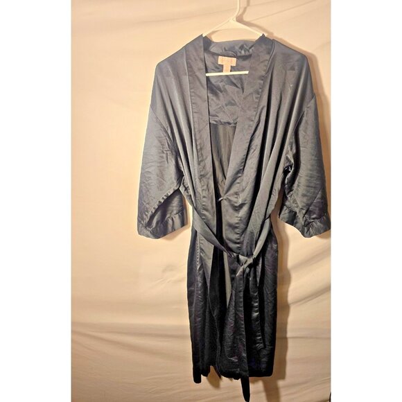 Cabernet Black Silky Robe Sexy Womens Size Medium M Belted Coverup - Picture 1 of 3